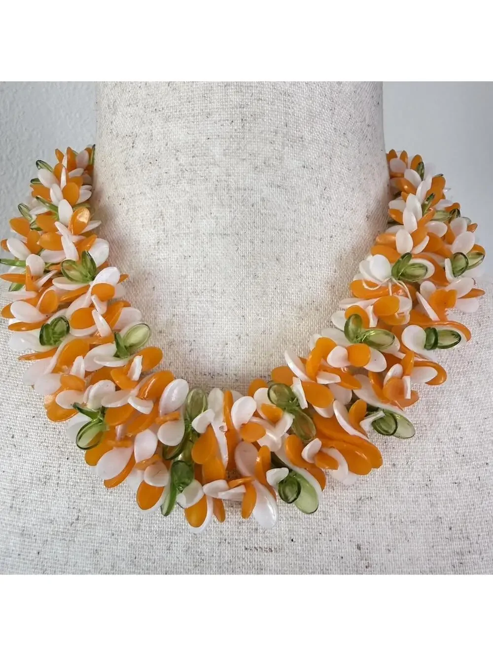Vintage Orange Sherbet Lei Necklace + Bracelet Set